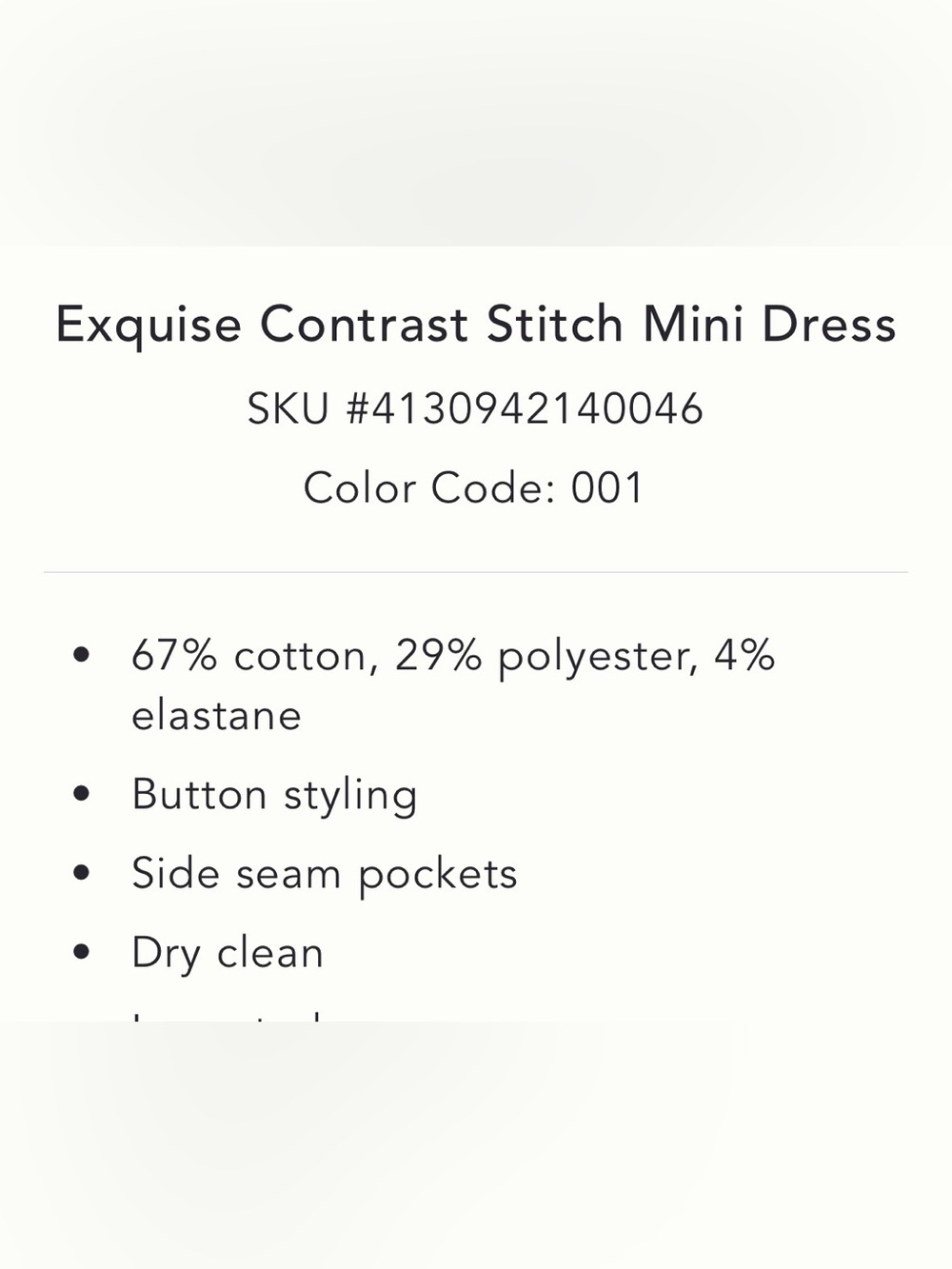 EXQUISE CONTRAST STITCH MINI DRESS IN BLACK - Picture 5 of 9